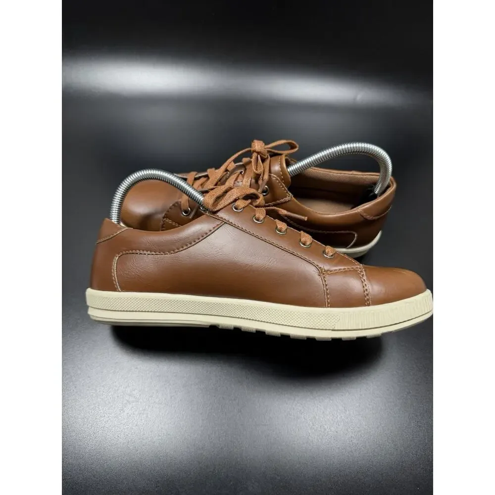 Deer Stags Kane boys' Fashion Sneakers in Dark Tan Faux Leather size 6.5 Big kid